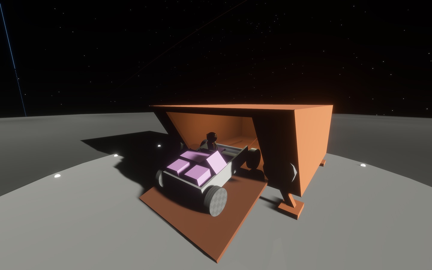 Rover driving up the transporter's ramp